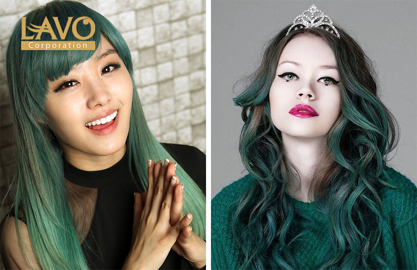 TÓC NHUỘM MÀU XANH RÊU