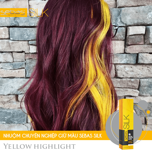 Một chút độc đáo và mới lạ từ sự kết hợp của hai màu nhuộm đỏ tía và vàng sáng