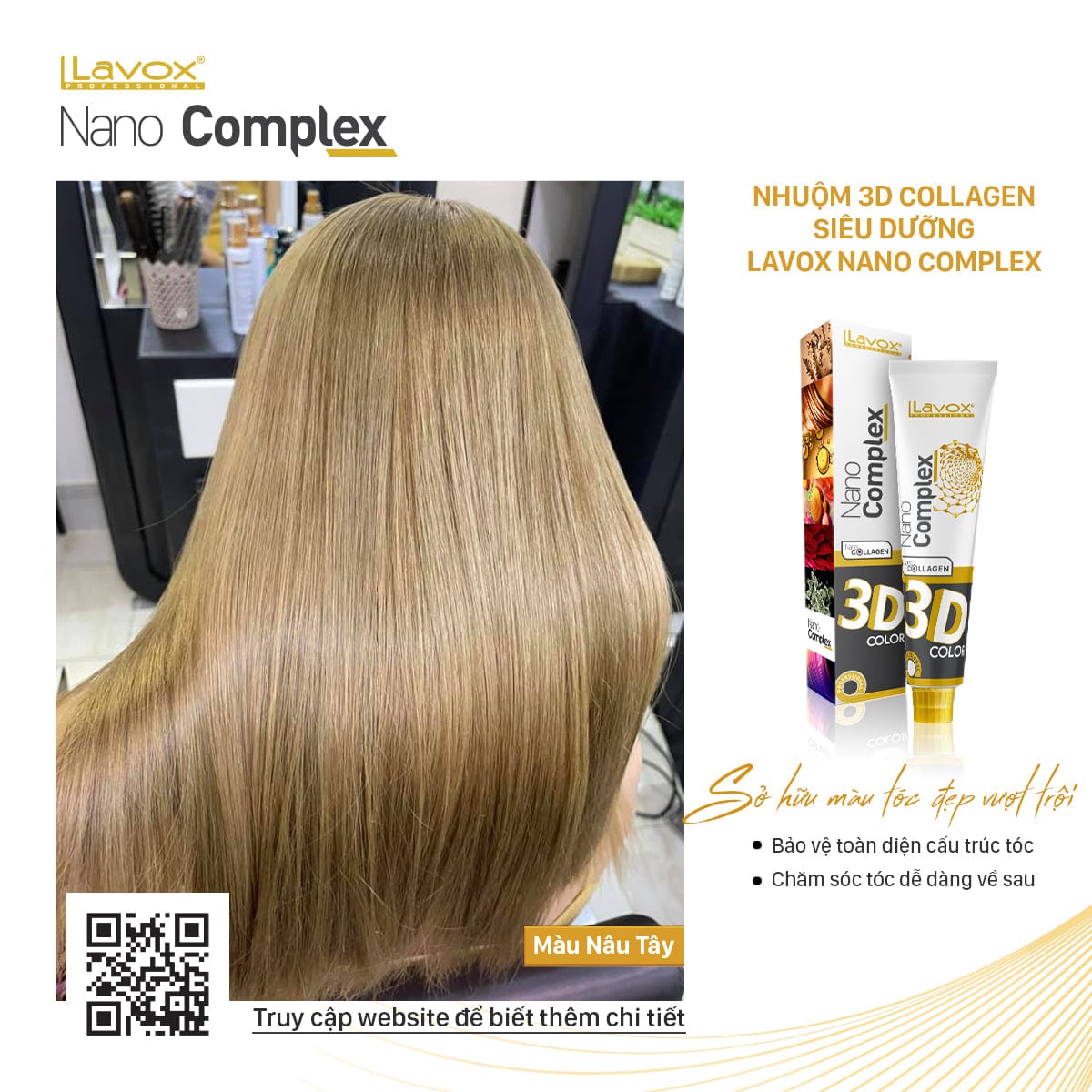 Nhuộm 3D Collagen siêu dưỡng Lavox Nano Complex lựa chọn cho mái tóc chuẩn màu