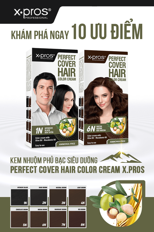 Kem nhuộm an toàn cho mẹ bầu - Perfect Cover Hair Color Cream X.Pros