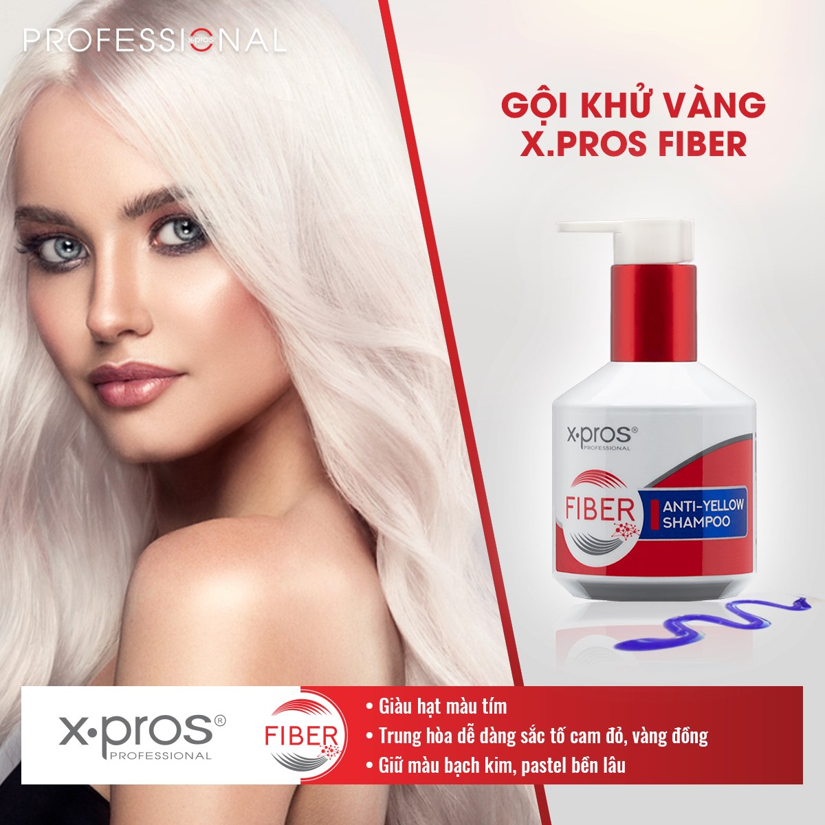 Gội khử vàng X.Pros Fiber cho mái tóc nhuộm màu thời trang
