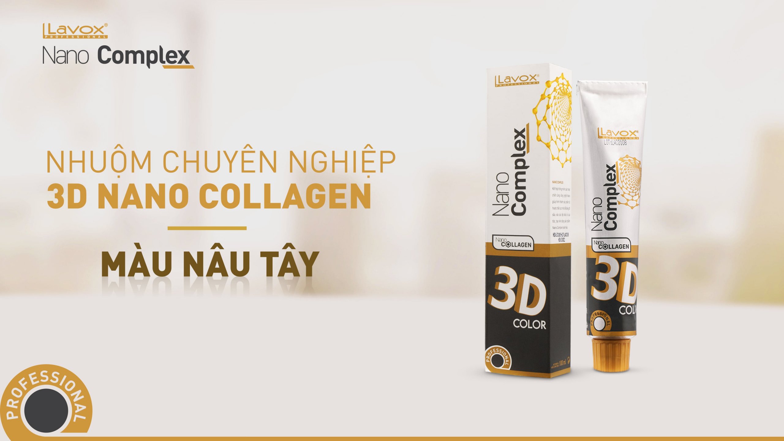 Thuốc nhuộm chuyên nghiệp 3D Nano Collagen Lavox lên màu nâu tây siêu chuẩn