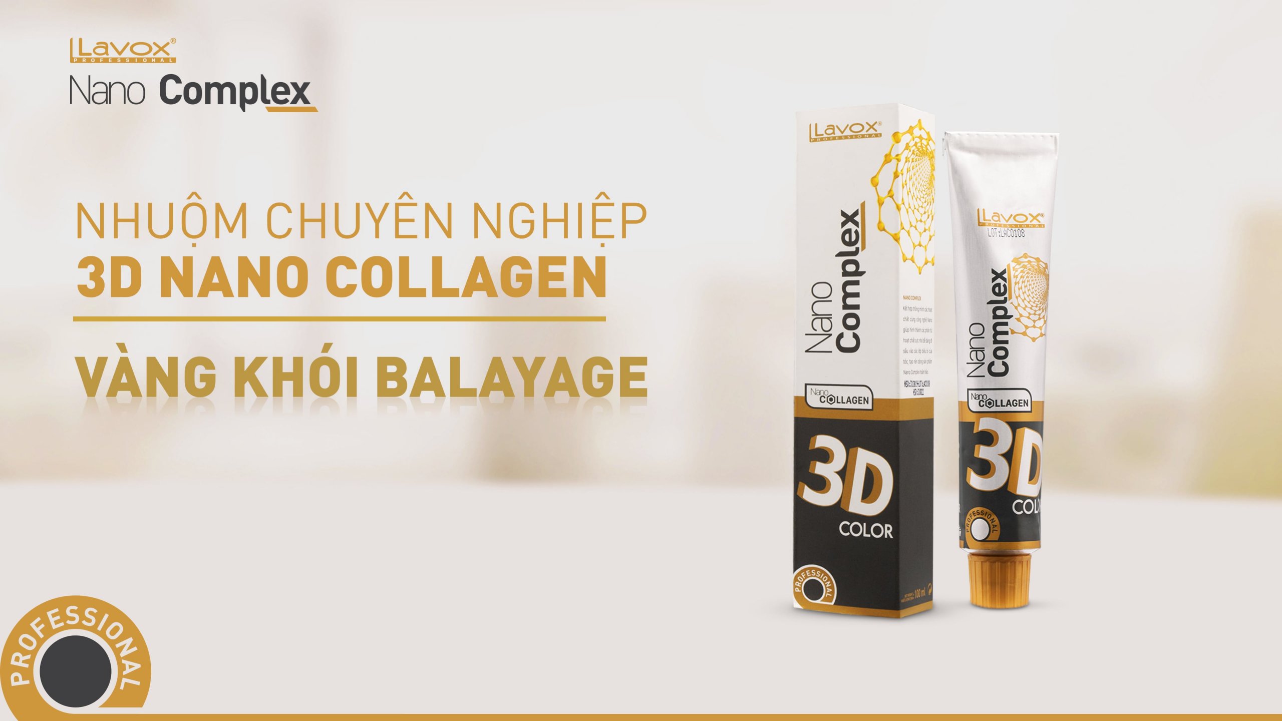 Thuốc nhuộm chuyên nghiệp 3D Nano Collagen màu vàng khói không cần tẩy