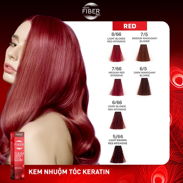 Review thuốc nhuộm tóc keratin màu đỏ X.Pros Fiber dạng kem