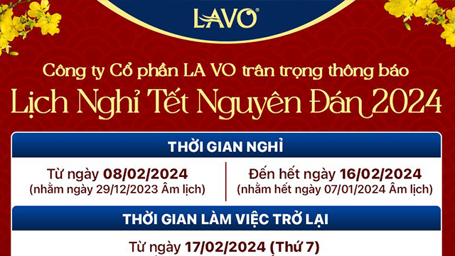 Thông Báo Lịch Nghỉ Tết Nguyên Đán Giáp Thìn 2024