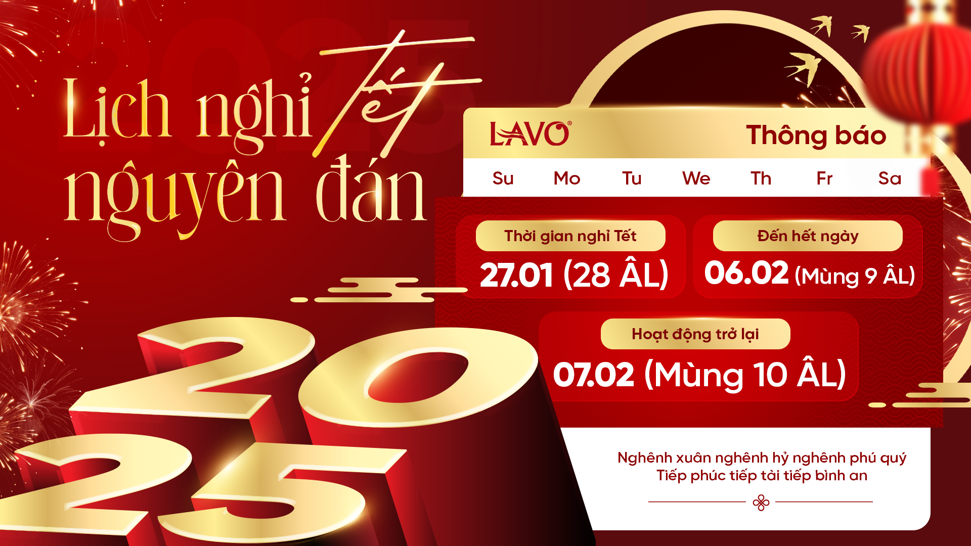 Thông Báo Lịch Nghỉ Tết Nguyên Đán Ất Tỵ 2025