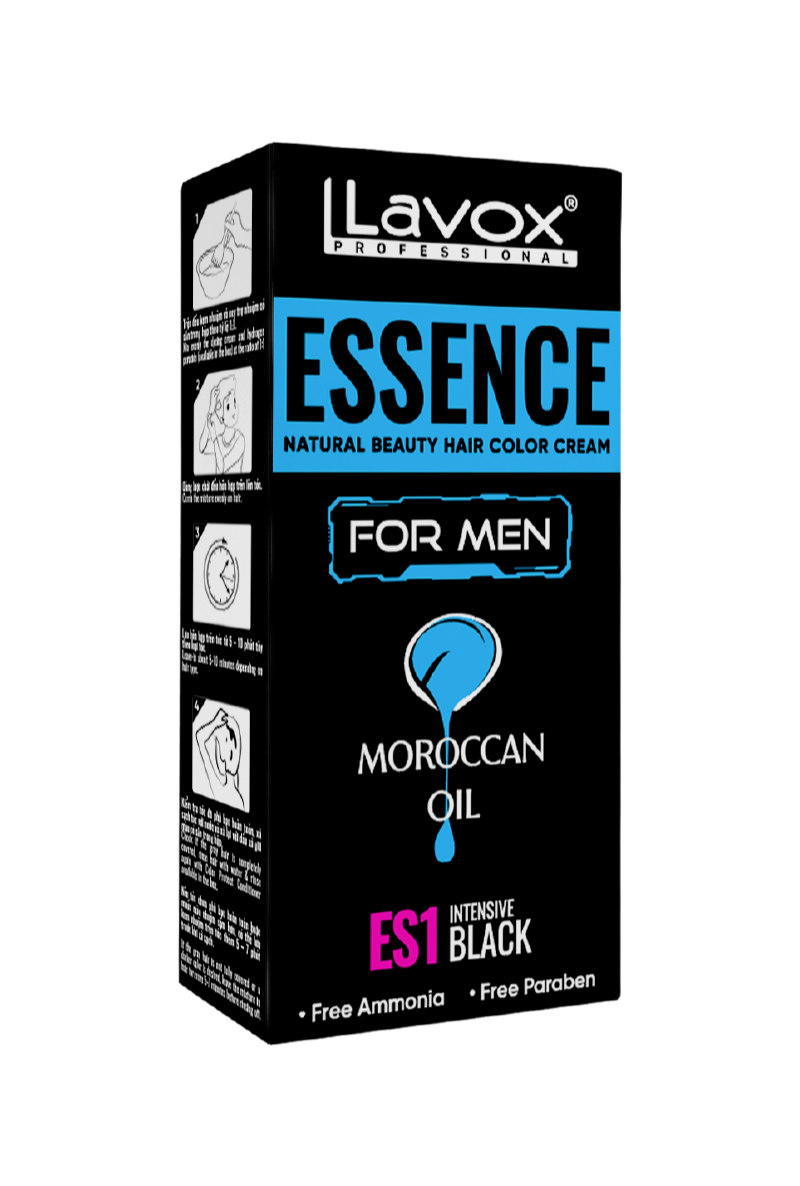 Kem Nhuộm Phủ Bạc Dành Cho Nam – Dầu Moroccan – ES1 Đen  Lavox Essence