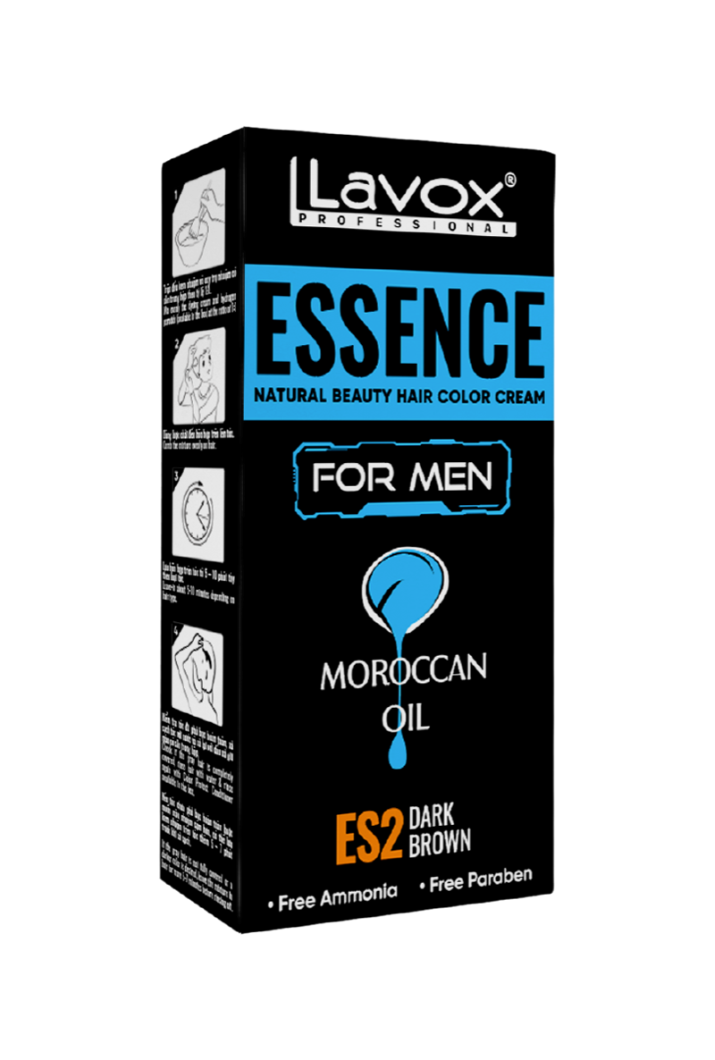 Kem Nhuộm Phủ Bạc Dành Cho Nam – Dầu Moroccan – ES2 Nâu Đen Lavox Essence